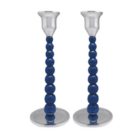 Medium Pearled Candlestick Set | Blue