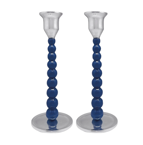 Medium Pearled Candlestick Set | Blue