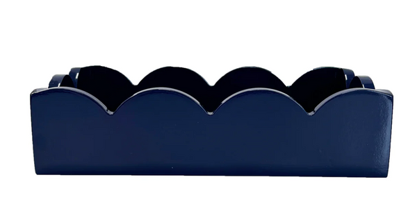 Scalloped Guest Towel Holder | Navy Blue