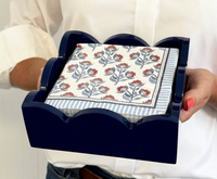 Scalloped Cocktail Napkin Holder | Navy