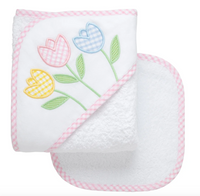 Hooded Towel & Washcloth Set | Tulips