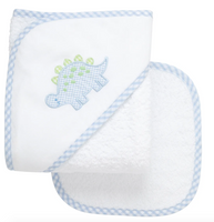 Hooded Towel & Washcloth Set | Blue Dino