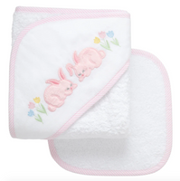 Hooded Towel & Washcloth Set | Pink Bunny