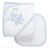 Hooded Towel & Washcloth Set | Blue Monkey