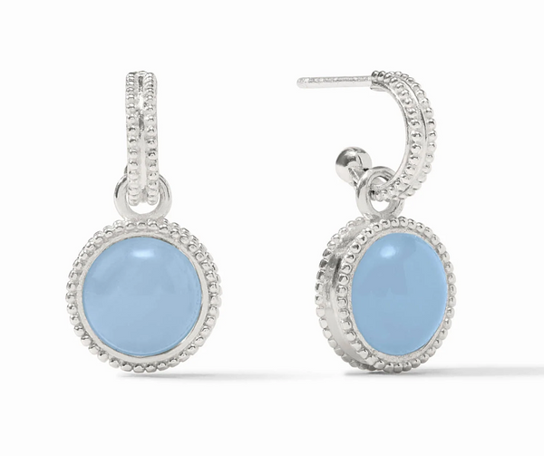 Fleur-de-Lis Hoop & Charm Earring | Chalcedony Blue
