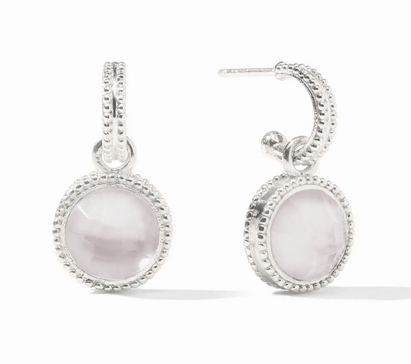Fleur-de-Lis Hoop & Charm Earring | Iridescent Clear Crystal