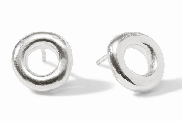 Wave Circle Stud | Silver