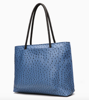 Ostrich Tote w/Dual Exterior Pockets | Blue