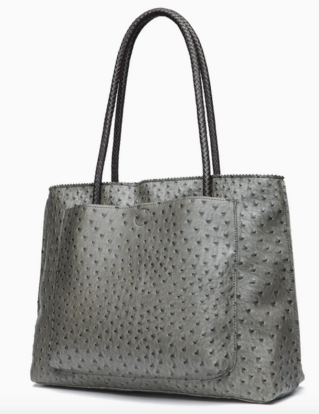 Ostrich Tote w/Dual Exterior Pockets | Gray