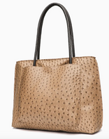 Ostrich Tote w/Dual Exterior Pockets | Hazelnut