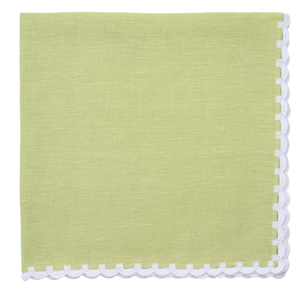 Juliet Embroidered Napkin | Kiwi/White