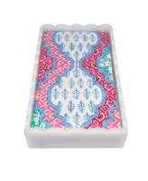 White Scallop Acrylic Guest Towel Holder w/Provencal Pink Towels