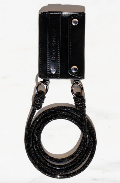 Phonepack Leather Wallet | 50" Jet Black Strap