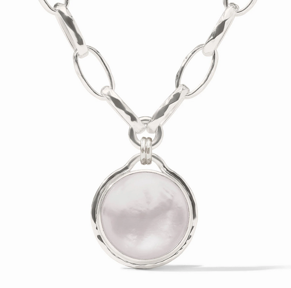 Solara Statement Iridescent Clear Crystal Necklace | Silver