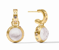 Rainbow Hoop & Charm Earrings | Iridescent Clear Crystal
