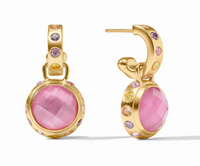 Rainbow Hoop & Charm Earrings | Iridescent Tourmaline Pink