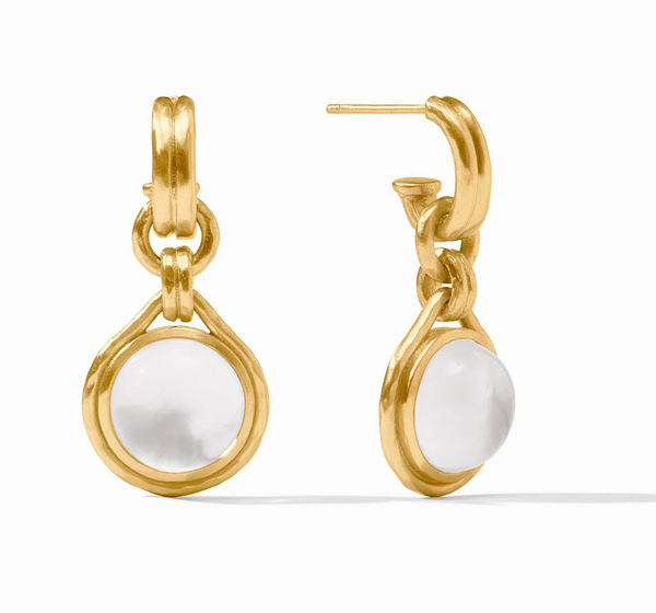 Solara Hoop & Charm Earrings | Iridescent Clear Crystal