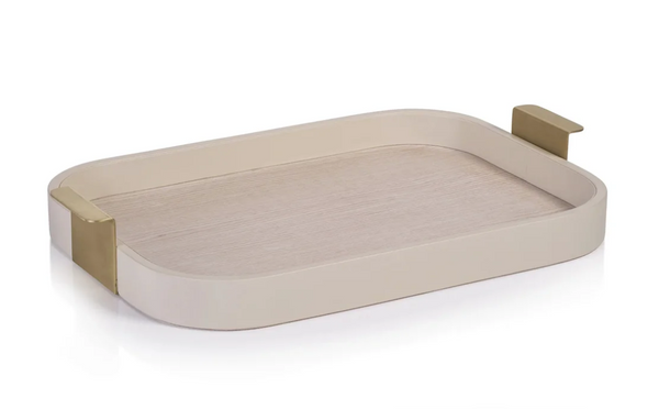 Cordoba Leather Tray w/Gold Handles