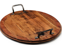 Vintage Wood Platter w/ Leather Handles