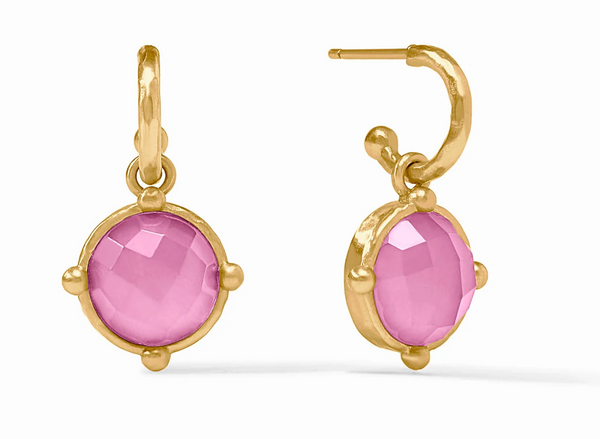 Honeybee Hoop & Charm Earrings | Iridescent Tourmaline Pink