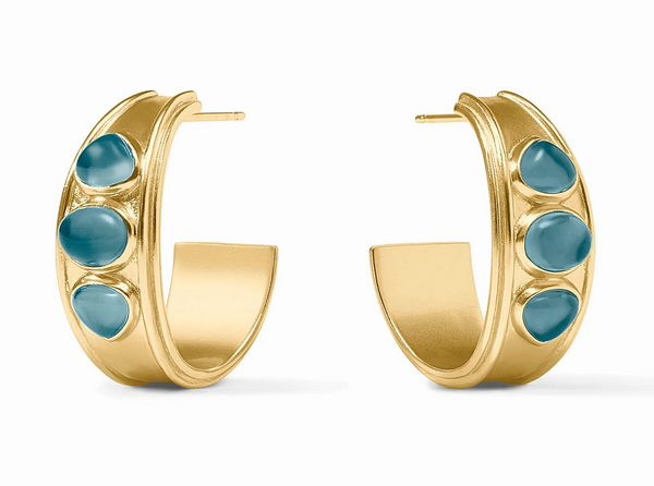 Dolce Medium Stone Hoop | Iridescent Montana Blue