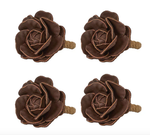 Camellia Napkin Rings Set 4 | Brown