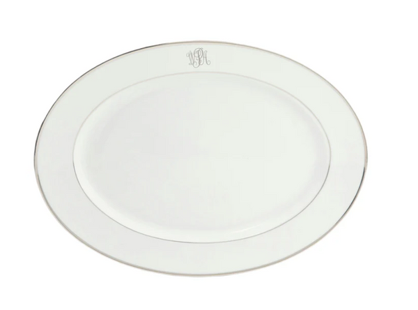 Monogrammed Oval Platter White | Platinum