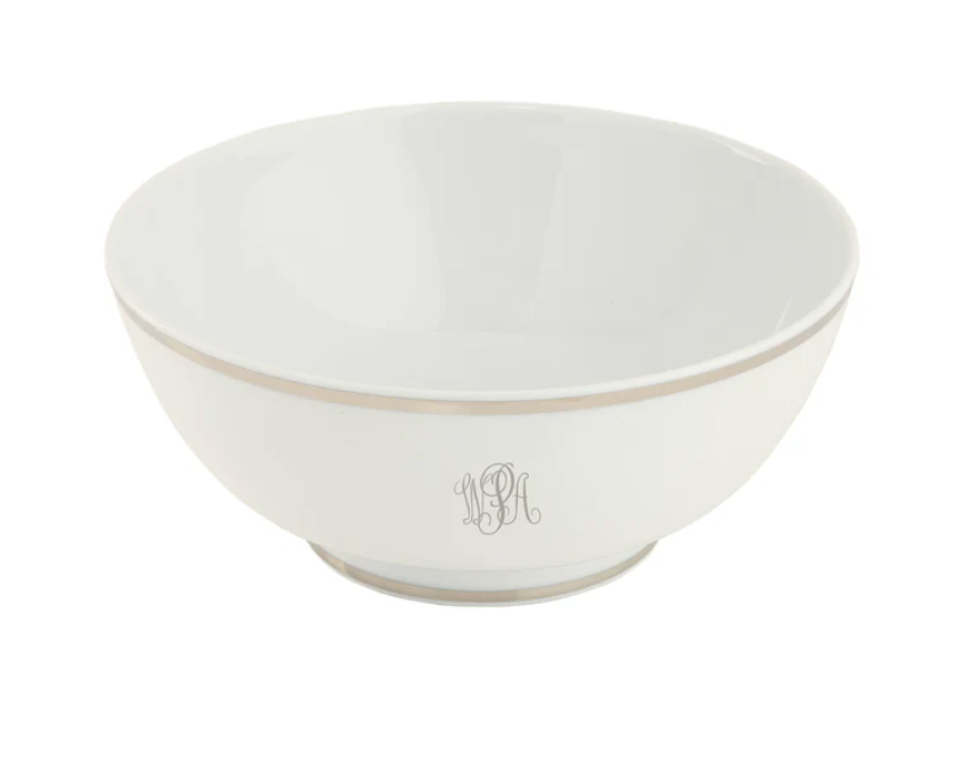 Pickard | Monogrammed Round Footed Bowl White | Platinum