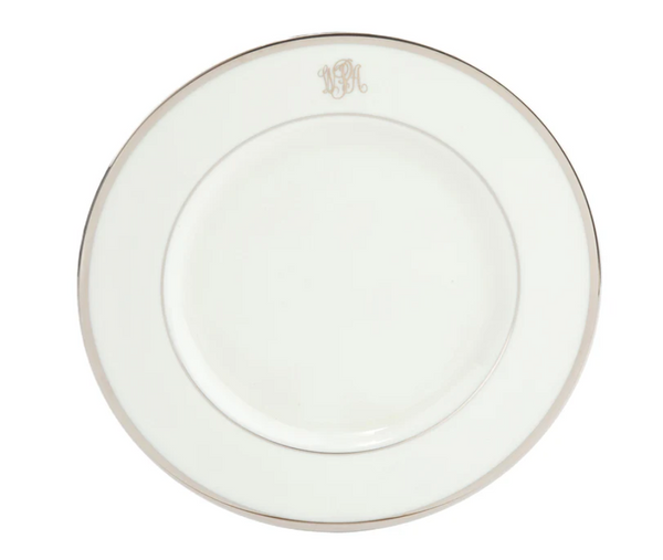 Monogrammed Salad Plate White | Platinum