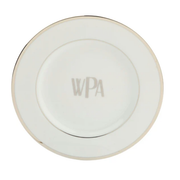 Monogrammed B&B Plate White | Platinum