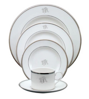 Monogrammed Can Cup & Saucer White | Platinum