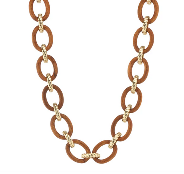 Earth Goddess Link Necklace 17"+2" | Teak