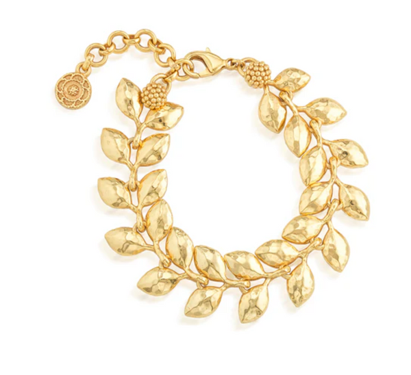 Golden Laurel Link Bracelet 7"+2" | Gold