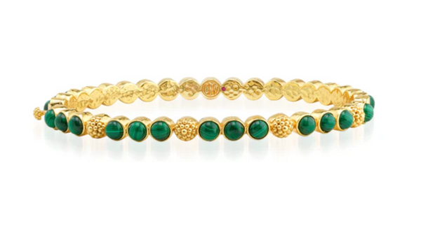 Berry Gem Petite Hinged Bangle | Malachite