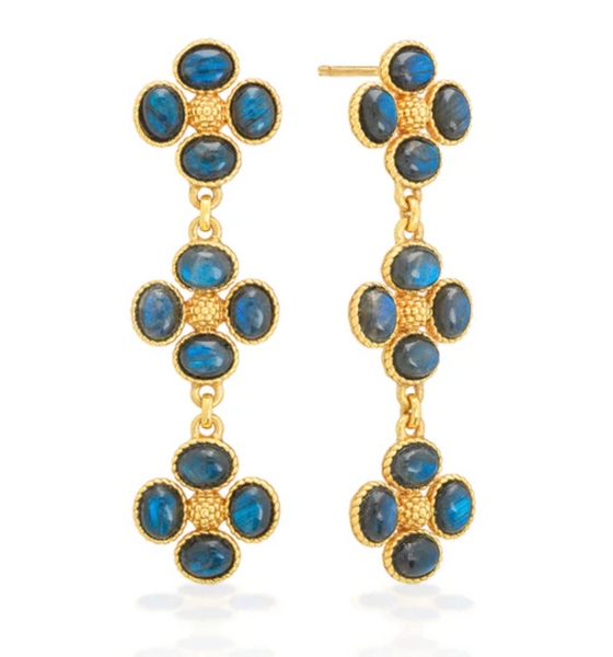 Berry Clover Linear Earrings | Blue Labradorite