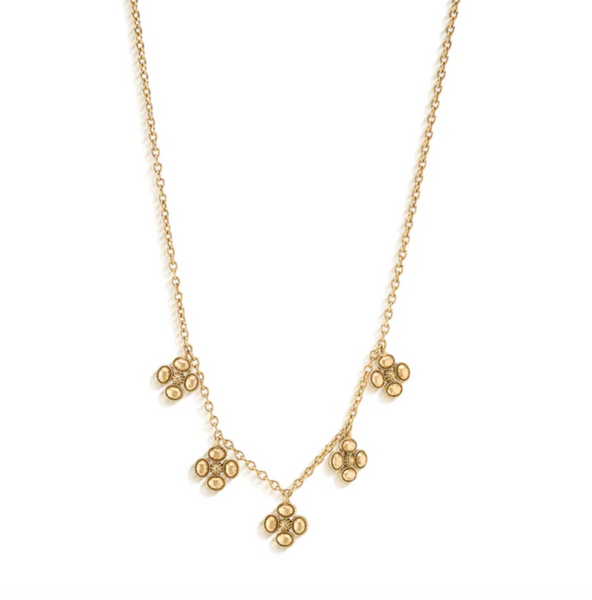 Berry Clover Multi Station Necklace 16"+2" | Gold