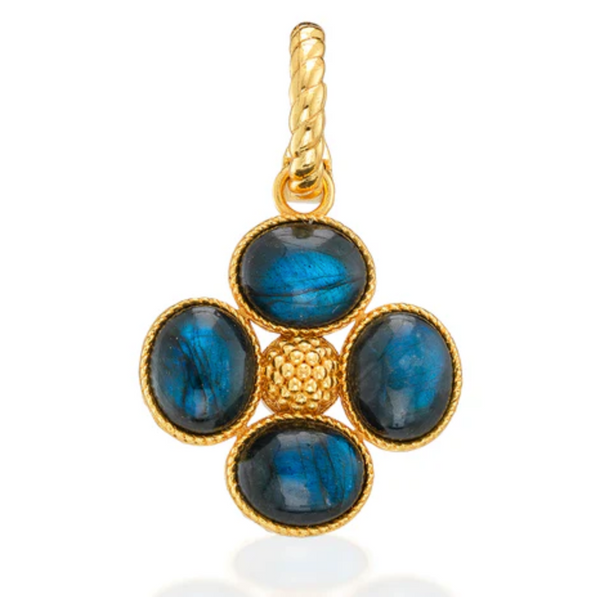 Berry Clover Double Sided Pendant | Blue Labradorite