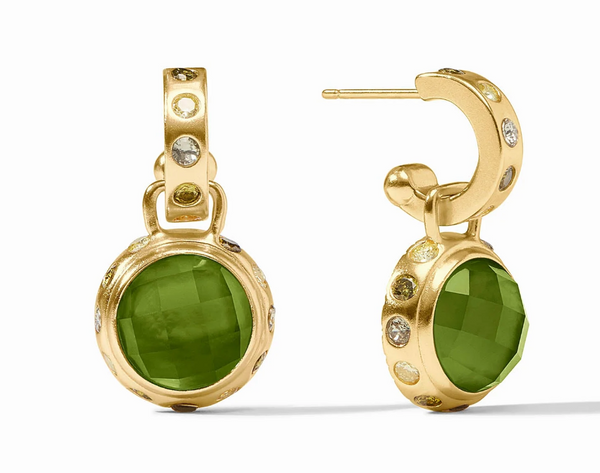 Rainbow Hoop & Charm Earring | Iridescent Palmetto Green