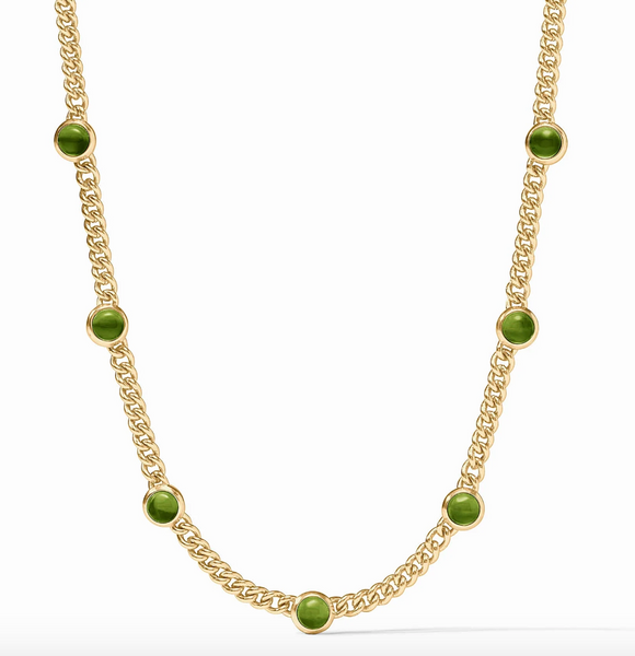 Dolce Delicate Station Necklace | Iridescent Palmetto Green
