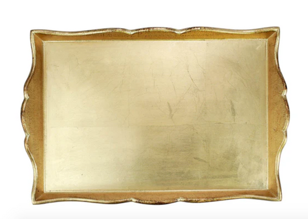 Florentine Rectangular Wooden Handled Tray | Medium