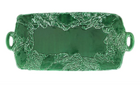 Lastra Holiday Green Figural Handled Rectangular Platter