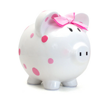 Pink Multi Dot Piggy Bank
