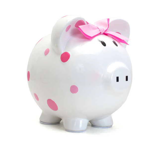 Pink Multi Dot Piggy Bank