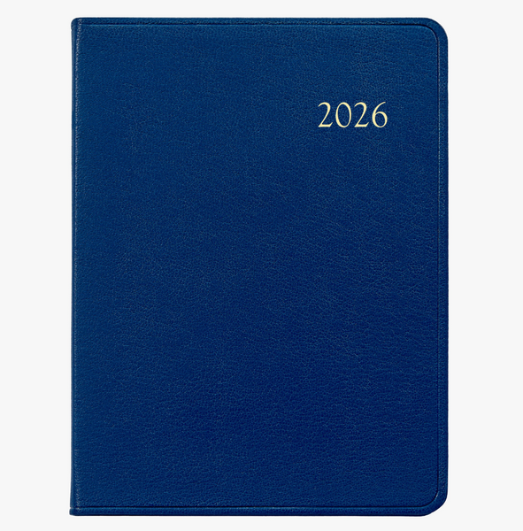 2026 Leather Desk Diary | Royal Blue Goatskin Leather