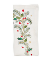 Christmas Carol Napkin | White Red & Green