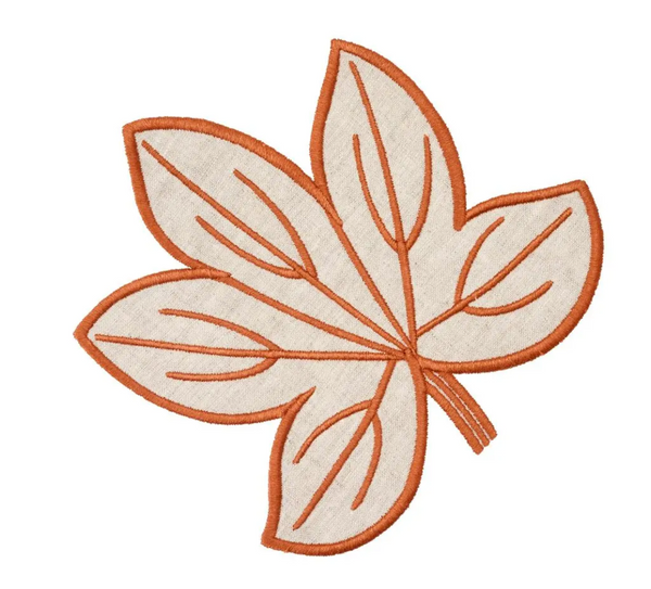 Harvest Leaf Linen Coasters Set 4 | Rust