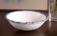 Vida Bamboo Large Salad Bowl | White/Blue