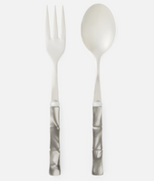 Lulu Bamboo 2 Piece Serving Set | Silver/Clear Gray