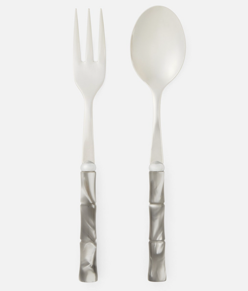 Lulu Bamboo 2 Piece Serving Set | Silver/Clear Gray