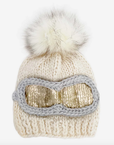 Ski Goggles Beanie Cream | 3-6mo